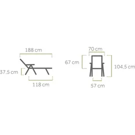 MWH Das Original Elements Klappliege 145 x 70 x 104,5 cm anthrazit