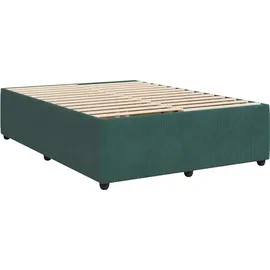 vidaXL Boxspringbett mit Matratze Dunkelgrün 140x200 cm Samt