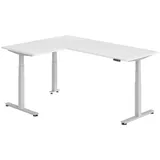 bümö Eckschreibtisch 200 x 160 cm Weiß / Silber