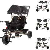 Chipolino Dreirad Hip Hop, zwei Kinder, bis 40 kg, Sitze 360° drehbar schwarz