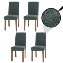 4er-Set Esszimmerstuhl Littau, Stuhl Küchenstuhl Hochlehner, Stoff/Textil Chenille Holz ~ grün, naturfarbene Beine