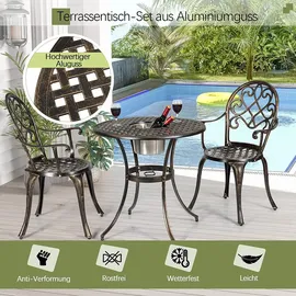 Goplus Rattan Balkonmöbel-Set mit Gartensessel, Hocker & Beistelltisch