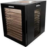 GASTROBACK Dörrautomat Vision Pro, mit großen Panoramafenstern, modernes Edelstahl-Design, 10 Programme, 12 Etagen, 850 Watt, Schwarz