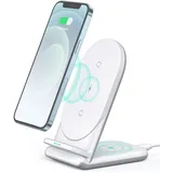 Aukey LC-A2-Whi Aircore Series 2-in-1 Wireless Charging Stand Drahtloses Ladegerät Qi Wireless Charger Weiß