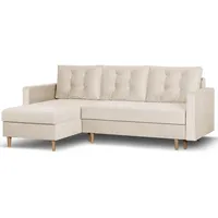 Beautysofa Ecksofa mit Schlaffunktion Sigurd L, Klassisches Design, Skandinavischer Stil, mit Bettkasten beige