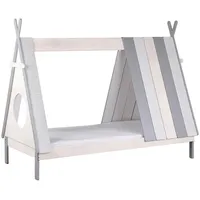 Möbilia Kinderbett Hausbett Drollig 215 x 105 x 167 cm Holz grau/weiß