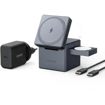 Anker 3-in-1 Cube mit MagSafe Ladestation, 15W Wireless Charger, Induktive Ladestation für Apple Watch und iPhone 17/16/15/14/13/12, AirPods Pro/3/2 (Inklusive 30W Ladegerät)