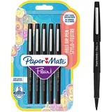 Paper Mate Flair Filzstifte | mittlere Spitze (0,7 mm) | Schwarz 5 Stück