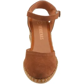Verbenas Slingpumps VERBENAS, Damen, Gr. 41, mokka, Veloursleder, unifarben, Schuhe Slingpumps, Keilsandalette, Sommerschuh, Urlaubsschuh mit Bastbesatz