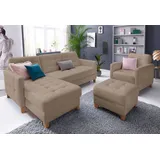 exxpo - sofa fashion Ecksofa »Elio, kompakt und komfortabel, bequem und zeitloses Design, L-Form«, wahlweise mit Bettfunktion braun