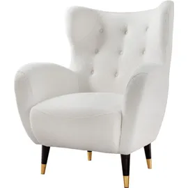 Riess-Ambiente Retro Design Sessel DON weiß Bouclé Federkern goldene Fußkappen
