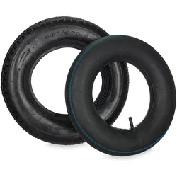 Relaxdays Schubkarrenrad mit Schlauch, Ersatzreifen profiliert, 4.00-8", luftbereift, für Schubkarre, bis 150kg, schwarz