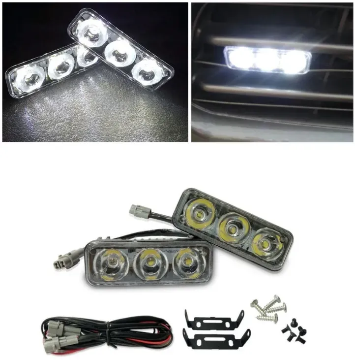 Komplettset vorderer leistungsstarker 3‐LED‐Tagfahrlichter 12V 3W NEU