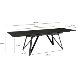Wohnling Esstisch schwarz Marmor Optik B/H/T: ca. 180x76x95 cm Ausziehbar Esszimmer, Tische, Esstische, Esstische ausziehbar