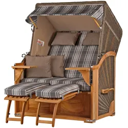 Mr. Deko Strandkorb - bene living - Schaalsee Teak - PE grau - Modell 522 - inkl. Liftersystem