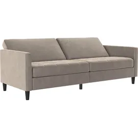 dorel home 3-Sitzer DOREL HOME "Presley", grau (taupe), B:203cm H:83cm T:83cm, Veloursstoff 100% Polyester, Sofas, Sofa mit Bett-Funktion und verstellbarer Rückenlehne