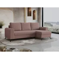 MKS MÖBEL Ecksofa HUGO, Set, Couch, Schlaffunktion, Lose Kissen, Bettkasten, T30-Schaum, mit Bettfunktion, mit Bonellfedern, Ecksofa L-form rosa