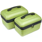 Set mit 2 großen Kosmetikkoffern – Hartschale, Reise-Kosmetiktasche Kinston, grün, Kosmetikkoffer