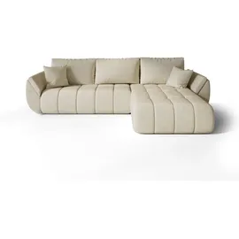 cornero Eckcouch Velours 3-Sitzer Beige