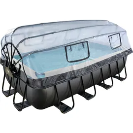 EXIT TOYS Black Leather Pool Set 400 x 200 x 100 cm inkl. Sandfilterpumpe und Abdeckung