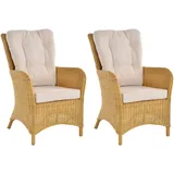 Krines Home Ohrensessel 2er Set Moderner Rattan Wintergartensessel mit hoher Rückenlehne (2er-Set, 2-St., 2er-Set), Ohrenbackensessel Sessel Esszimmer mit Armlehne gelb