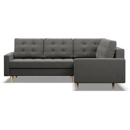 mebligo Eckcouch Textil 4-Sitzer Dunkelgrau