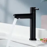 Nur Kaltwasser-Badezimmerarmatur, mattschwarz, Waschbecken-Wasserhahn, Edelstahl, Kaltwasser-Wasserhahn, moderner Stil, Anwendungsbereich
