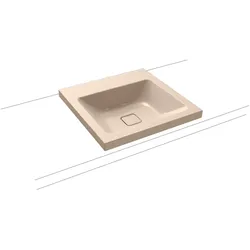 Aufsatzwaschtisch „Cono“ 50 × 50 cm, mittig, ohne Überlauf, ohne Hahnlochbohrung in bahamabeige mit Perl-Effekt