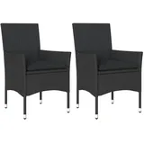 vidaXL Gartenstuhl mit Kissen 55 x 65 x 23,5 cm schwarz 2 St.