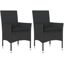 vidaXL Gartenstuhl mit Kissen 55 x 65 x 23,5 cm schwarz 2 St.