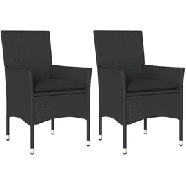 vidaXL Gartenstuhl mit Kissen 55 x 65 x 23,5 cm schwarz 2 St.