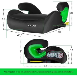 XOMAX Kindersitz mit ISOFIX I mitwachsend I 15-36 kg, 3-12 Jahre, Gruppe 2/3 I bequeme Armlehnen I ECE 8