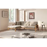 sit&more Ecksofa »Kolding L-Form«, Armlehnen aus eichefarbigem Buchenholz, verschiedene Bezüge und Farben beige