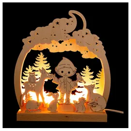 RATAGS Kunsthandwerk Schwibbogen Romantikleuchte Sandmännchen im Wald (24x28cm) von RATAGS Holzdesign