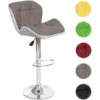 Mendler Barhocker HWC-A92, Barstuhl Tresenhocker, höhenverstellbar Kunstleder taupe-grau -