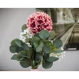 2474U Kunstblumenstrauß rosa weiß, Künstliches Blumen-Bouquet 50 cm Maria - Rosa/Weiß/Grün