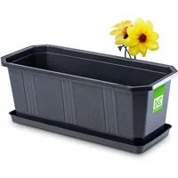 Kadax Blumenkasten, Pflanzkasten mit Untersetzer, 40cm, anthrazit – KADAX