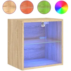 vidaXL Wand-Nachttisch mit LED-Leuchten Sonoma-Eiche