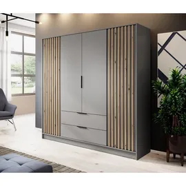 masseno Drehtürenschrank NELIANA 206 x 200 x 51 cm Grau