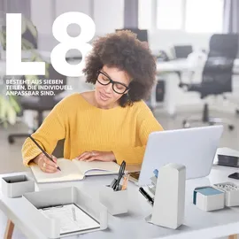 sentisina Schreibtisch Weiß Tisch-Organizer mit RED DOT Design Award - Premium Stiftehalter aus recyceltem Material - Büro Organizer - Weiß