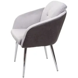 Mendler 6er-Set Esszimmerstuhl HWC-G48, Küchenstuhl Polsterstuhl Lehnstuhl, Kunstleder Samt mit Armlehne MVG-zertifiziert ~ grau