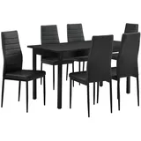 [en.casa] Esstisch Esszimmerset Essgruppe Schwarz 140x60x75cm + Stühle Schwarz 96x43cm - Schwarz