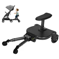 Buggy Board mit Sitz, Trittbrett Mitfahrbrett Universal für Alle Kinderwagen, Kinderwagen Board/Zubehör, Kiddy Board Kompatibel Stehbrett Universal für 3-7 Jahre, Bearing 25kg