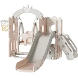 Baby Rutsche und Schaukel Set Freistehende Rutsche Kleinkind Kletter Schaukel Set Kleinkind Spielplatz Spiel Set Indoor Outdoor Lange Rutsche Babyspielplatz Activity Center (Tower-Pink)