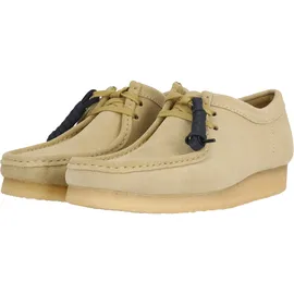 CLARKS Schnürschuh CLARKS "Wallabee Maple", Herren, Gr. 39,5, beige, Leder, Schuhe Schnürschuh, mit unnachahmlicher Kreppsohle