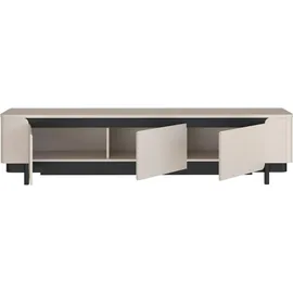 Forte Lowboard FORTE "VodolTV-Board, TV-Schrank", beige (sand, schwarz), B:204,9cm H:49,1cm T:44,8cm, Spanplatte, Sideboards, Lowboard, TV Board, Soft Close, Stauraum