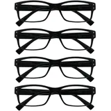 The Reading Glasses Company Die Lesebrille Unternehmen 4er-Pack Herren Schwarz Groß Designer Stil Leser Federscharniere RRRR11-1 +1,00