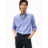 Tommy Hilfiger Langarmhemd TOMMY HILFIGER "FLEX POPLIN MICRO GINGHAM", Herren, Gr. L, N-Gr, blau (wedge blau, check), Web, Obermaterial: 100% Baumwolle, regular fit, 1-Knopf-Manschette, Hemden, mit Vichy Karo, Button-down-Kragen, Regular Fit
