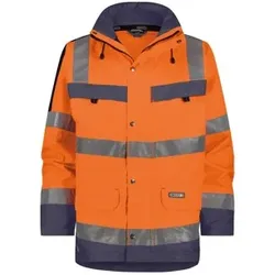 Atlantis Warnschutz Regen-Parka, neonorange/dunkelblau, Größe L - dunkelblau - L