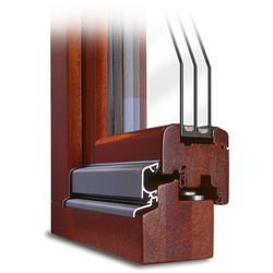 Fenster Mahagoni, Holz Classic 68, Holzfarbe Kiefer Mahagoni 211, 2-fach Verglasung Ug 1,1, 510x510 mm, festverglast, nach Maß
